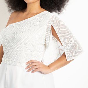 Eloquii Header One Shoulder Jumpsuit with Lace